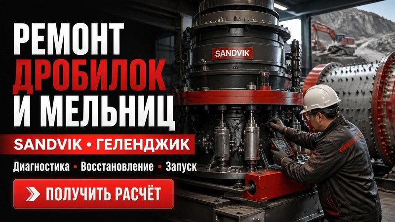 Ремонт дробилок и мельниц Sandvik — Виктор, фото